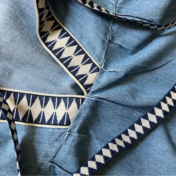 J. Crew Denim Blue Tunic with Geometric Trim (4) - Picture 5 of 5